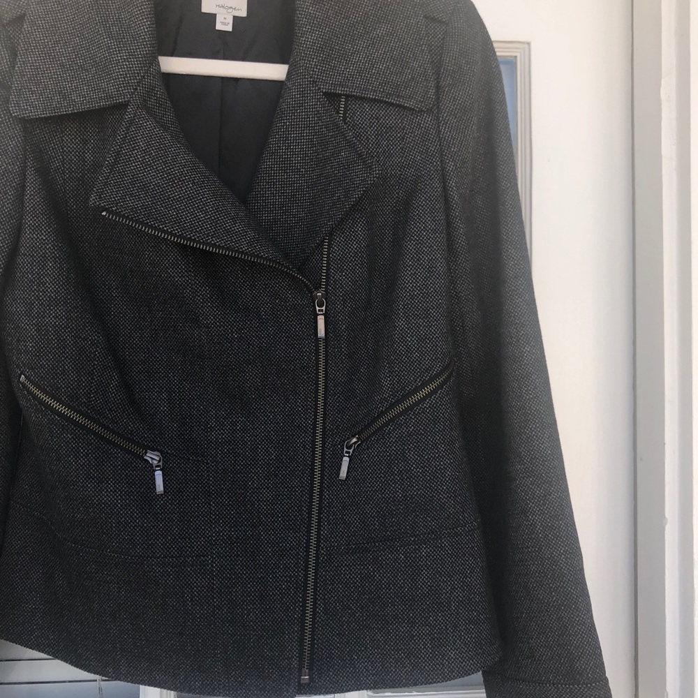 Halogen asymmetrical zipper moto jacket -dark gray